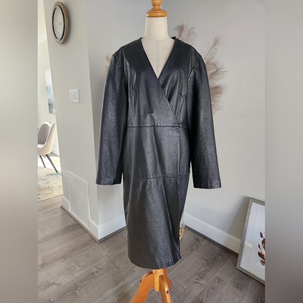 Vintage 100% Genuine Leather Trench Coat by Newport News sz XL